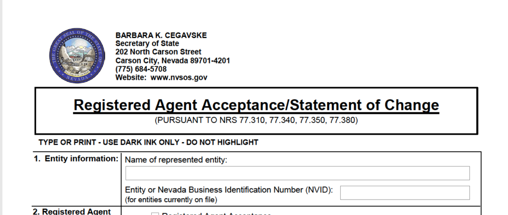 Nevada LLC Registered Agent
